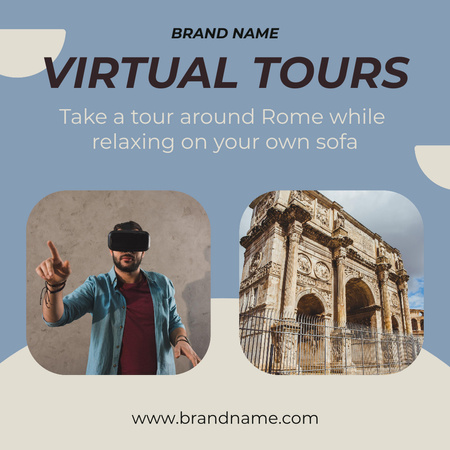 Virtual tours around Rome Instagram tervezősablon