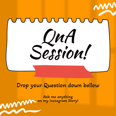 Designvorlage Q&A-Benachrichtigung in Orange für Instagram