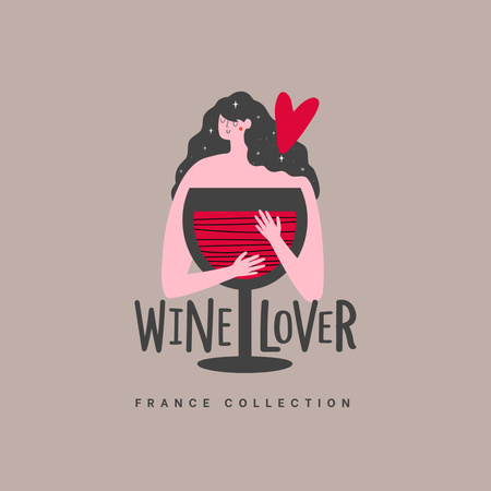 Plantilla de diseño de Colección de vinos franceses Logo 
