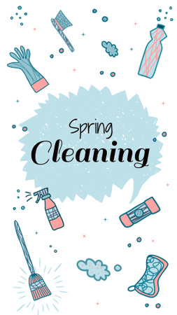 Plantilla de diseño de anuncio de servicio de limpieza con ilustración de detergente Instagram Story 