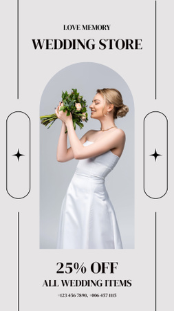 Kedvezményeket kínál a ruhákra a menyasszonyi üzletben Instagram Story tervezősablon