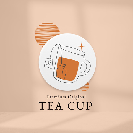 Cup of Tea with Tea Bag Logo Design Template