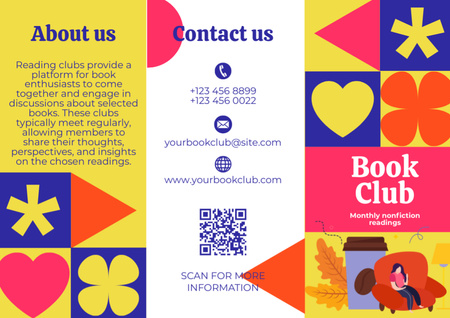 Book Club Ad with Creative Illustration Brochure Design Template