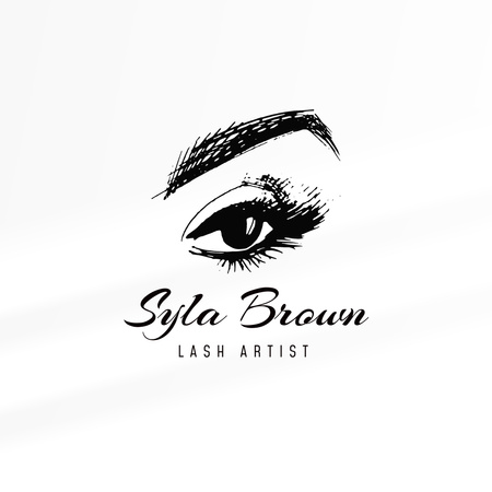 Ontwerpsjabloon van Logo van eyelash extension ad met vrouwelijke ogen en wimpers