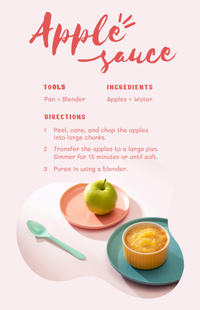 Apple Sauce Cooking Steps Recipe Card Design Template