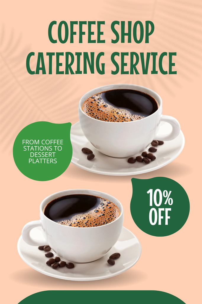 Ontwerpsjabloon van Pinterest van Coffee Shop Catering Service With Discounts For Espresso