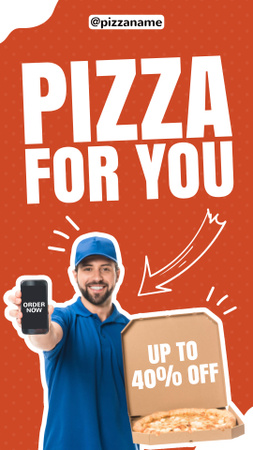 Ontwerpsjabloon van Instagram Story van Pizza For You Deliveryman Promo