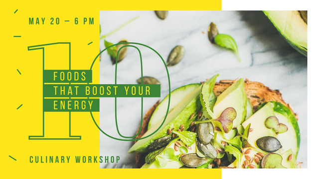 Toast with raw Avocado and seeds FB event cover Design Template