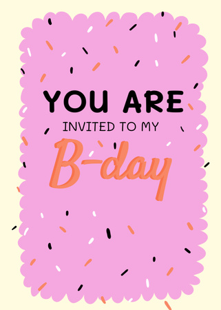Birthday Party Celebration Announcement on Baby Pink Invitation Design Template