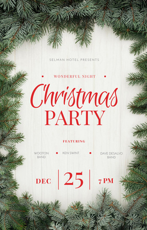 Platilla de diseño Lovely Christmas Party Announcement With Fir-Tree Twigs Invitation 4.6x7.2in