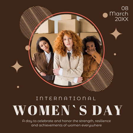 Designvorlage Ankündigung der Feierlichkeiten zum Internationalen Frauentag mit schönen Frauen für Instagram
