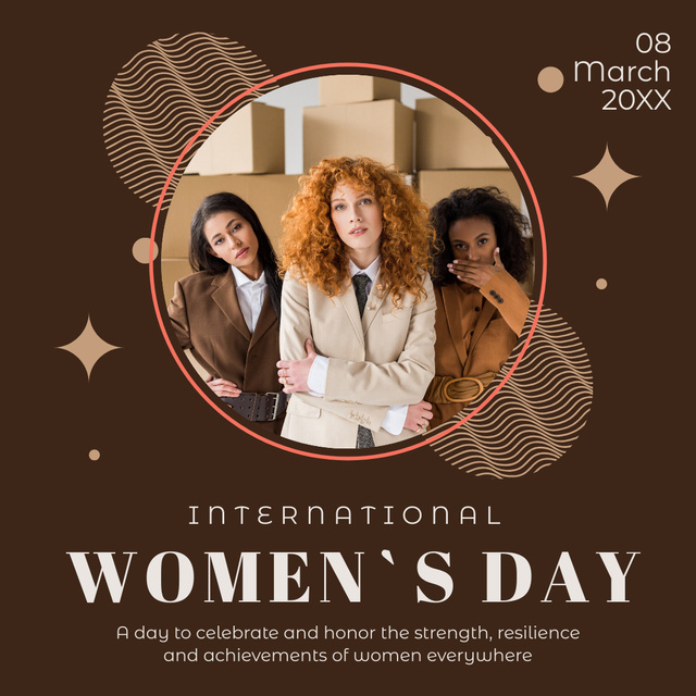 International Women's Day Celebration Announcement with Beautiful Women Instagramデザインテンプレート