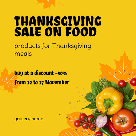Designvorlage Thanksgiving-Lebensmittelverkauf für Instagram