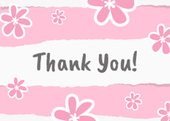 Thank You Message with Illustration of Cute Pink Flowers
