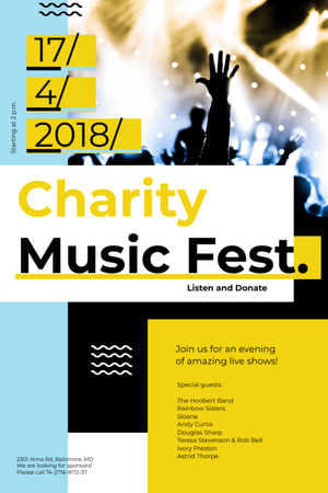 Charity Music Fest Invitation Crowd at Concert Invitation 6x9in Design Template