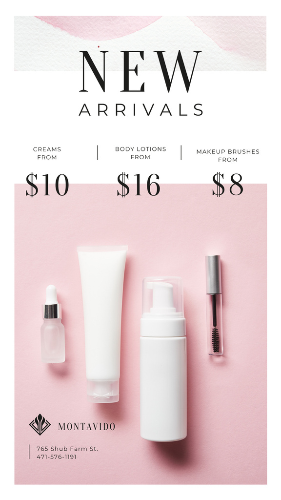 Designvorlage Cosmetics Ad Skincare Products Jars für Instagram Story