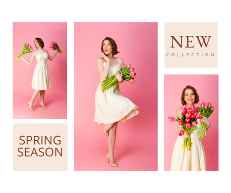 Ontwerpsjabloon van Facebook van Collage with Women's Spring Sale