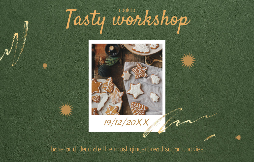 Designvorlage Yummy Cookies Baking Workshop Announcement für Invitation 4.6x7.2in Horizontal