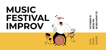 hudební festival s vášnivým bubeníkem Ticket DL Šablona návrhu