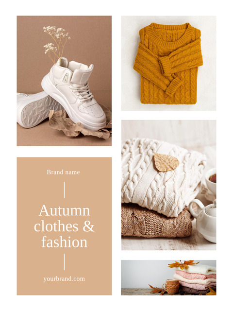 Autumn Sale Announcement with Cute Sweater Poster US Tasarım Şablonu
