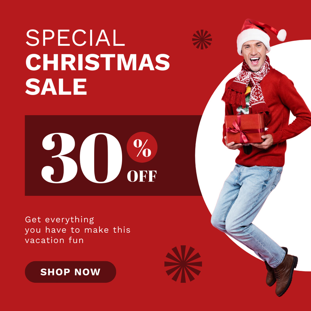 Special Christmas Sale of Fun Gifts Red Instagram ADデザインテンプレート