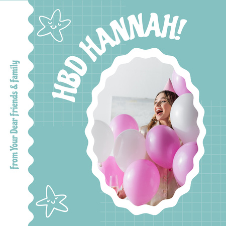Plantilla de diseño de Felicitaciones personales de cumpleaños a una niña. Instagram 