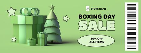 Boxing Day Discount Offer with Cute Festive Tree Coupon Design Template