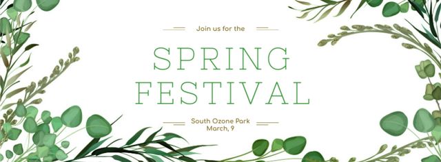 Template di design Spring Festival in Decorative frame with leaves Facebook cover