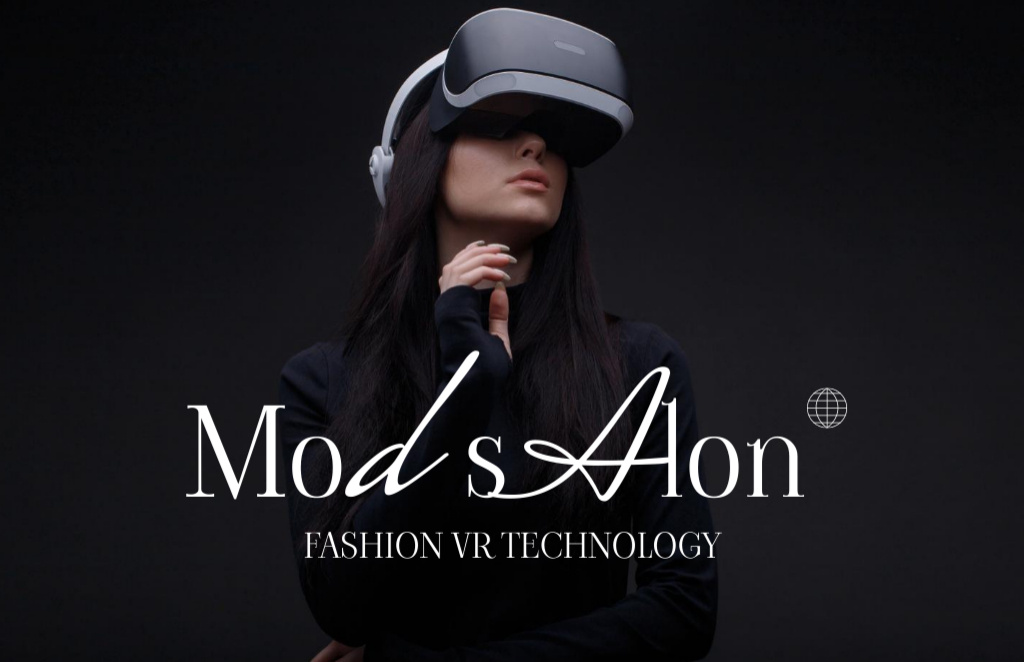 Woman Wearing Virtual Reality Glasses Business Card 85x55mm Modelo de Design