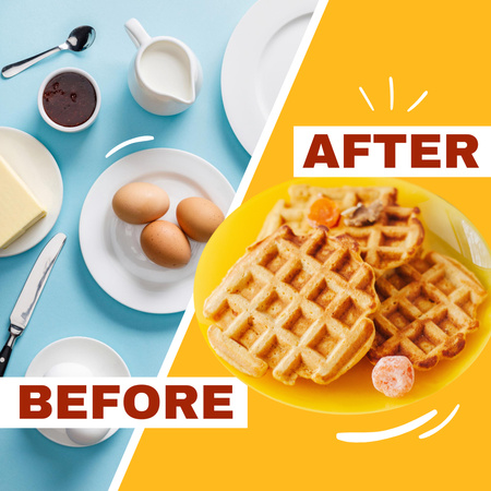 Preparation for Cooking Delicious Waffles Animated Post Design Template