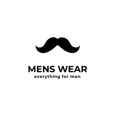 Men's Clothes Ad with Mustache Logo 1080x1080px Tasarım Şablonu