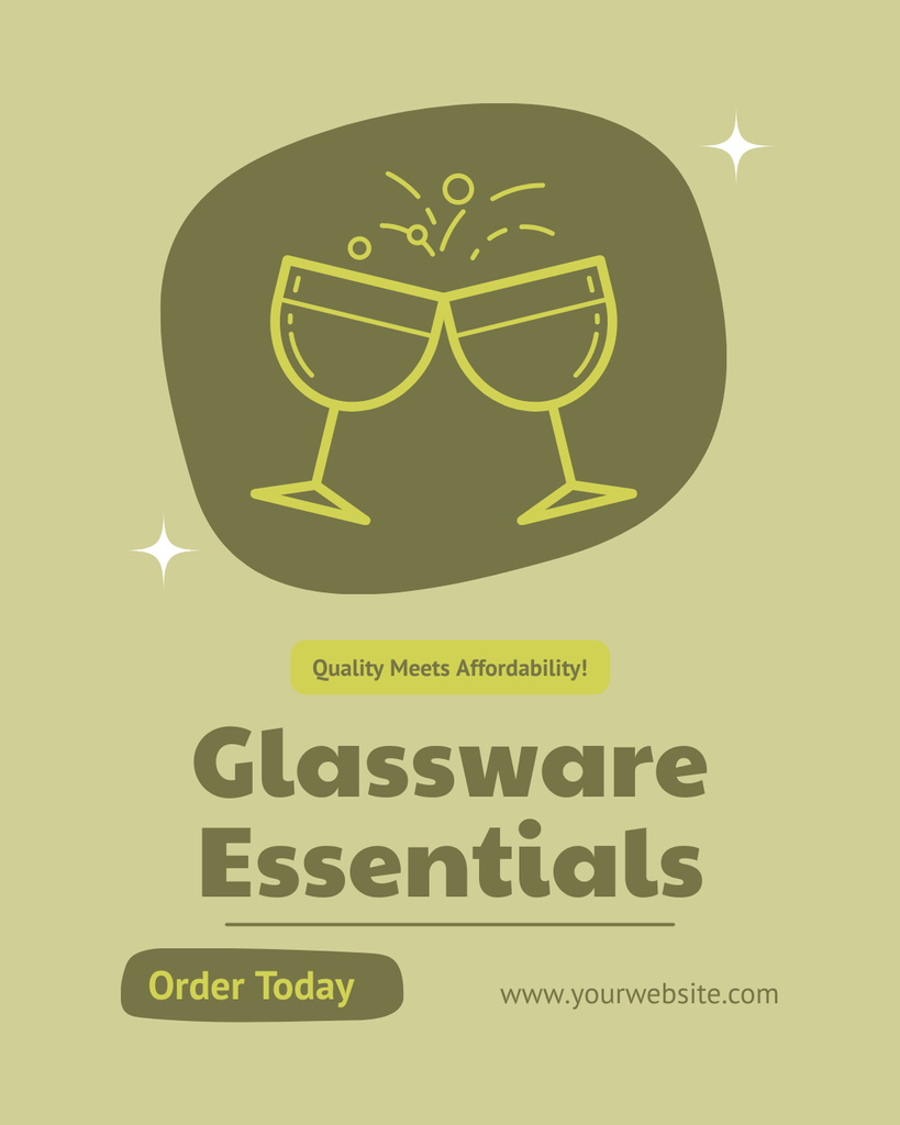 Glassware Essentials to Order Instagram Post Vertical Πρότυπο σχεδίασης