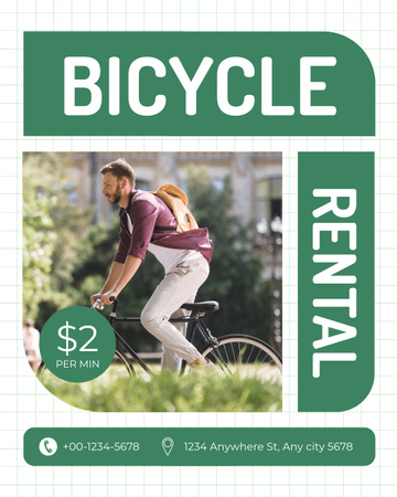 Plantilla de diseño de Anuncio de Alquiler de Bicicletas para Paseos por la Ciudad Instagram Post Vertical 