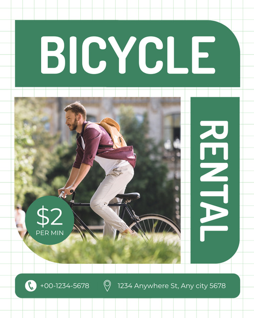 Ontwerpsjabloon van Instagram Post Vertical van Ad of Bicycles Rental for City Rides