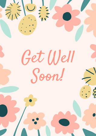 Get Well Soon Wishes Postcard A5 Vertical Design Template