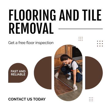 Fast Flooring And Tile Removal Service With Free Inspection Animated Post Design Template