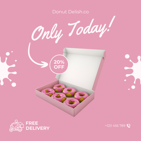 Sale of Donuts Boxes on Pink Instagram Design Template
