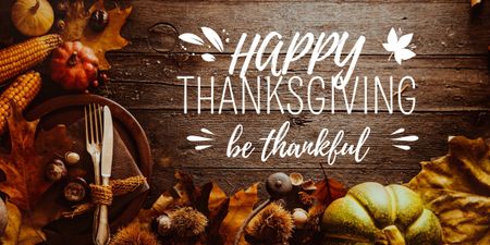 Happy Thanksgiving Greetings with Cozy Still Life Image Design Template