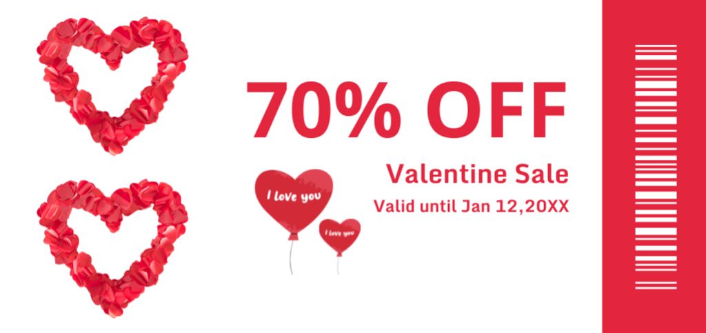 Valentine's Day Big Discount Voucher Coupon Din Largeデザインテンプレート