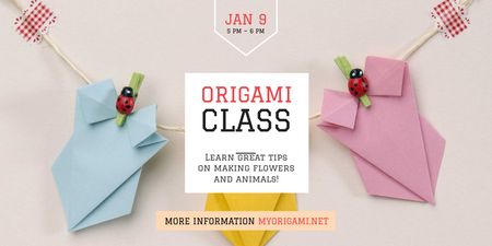 Origami class Invitation Twitter Šablona návrhu