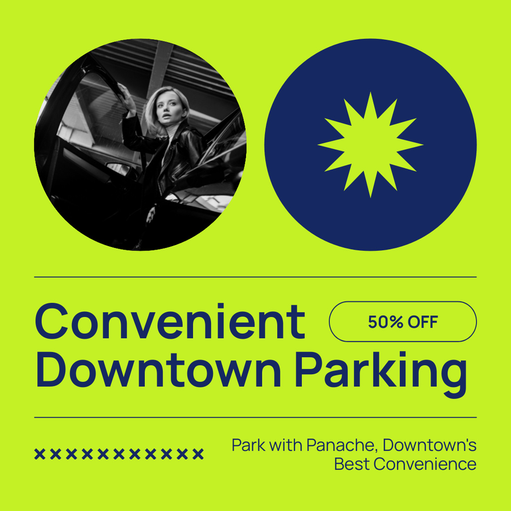 Best Convenient Parking in Downtown with Discount Instagram Modelo de Design