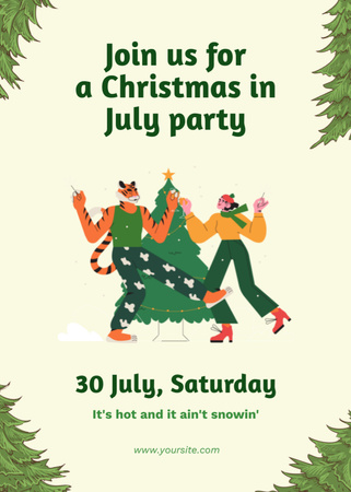Template di design July Christmas Party Announcement Flayer