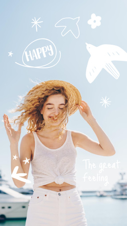 Mental Health Inspiration with Happy Woman Instagram Story Design Template