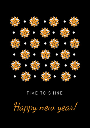 Plantilla de diseño de Saludos de año nuevo en negro Postcard A5 Vertical 