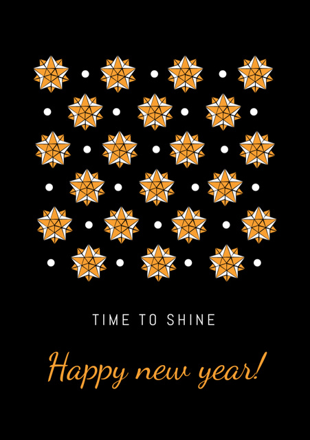 New Year Cheers on Black Postcard A5 Vertical Design Template