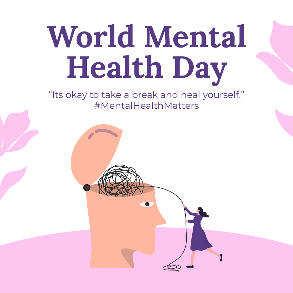 World Mental Health Day Awarness Instagram Tasarım Şablonu