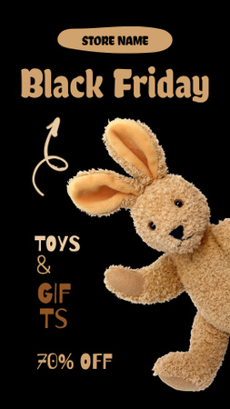 Распродажа игрушек в Черную пятницу с милым кроликом Instagram Story – шаблон для дизайна