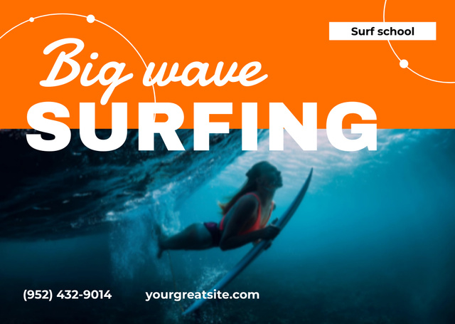 Designvorlage Surf School Ad für Card