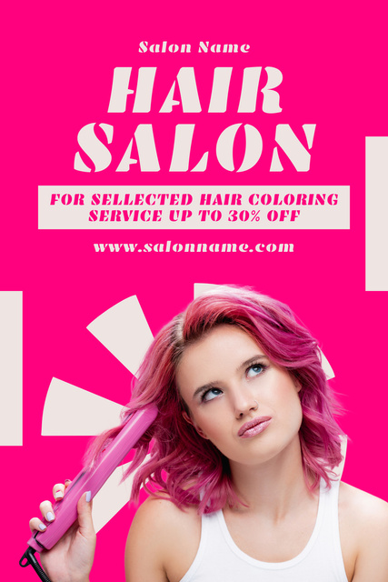 Discount on Services of Hair Salon Pinterest Design Template