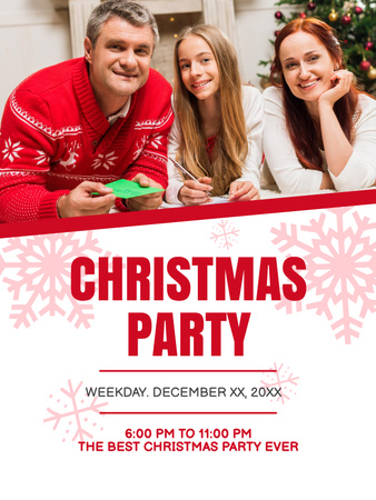 Platilla de diseño Christmas Celebration Announcement with Happy Family Poster US